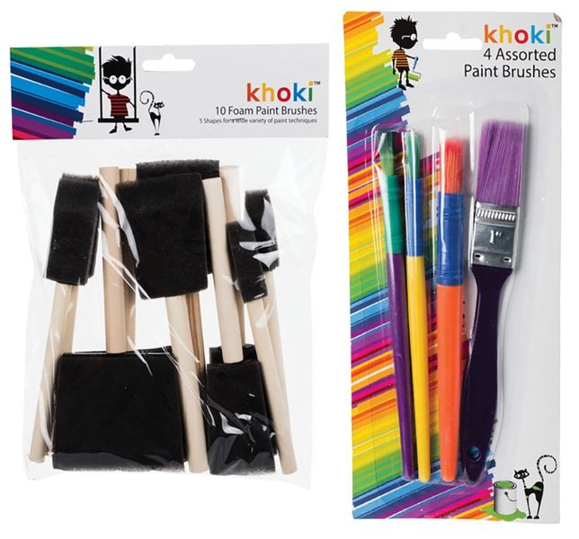 Art+Craft 4 Assorted Paint Brushes &amp; 10pc Sponge Tip Brushes