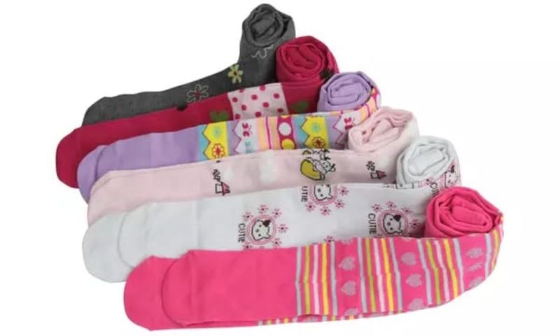 Girls Winter Assorted Colours Ballet Footed Tights - 6 Pack