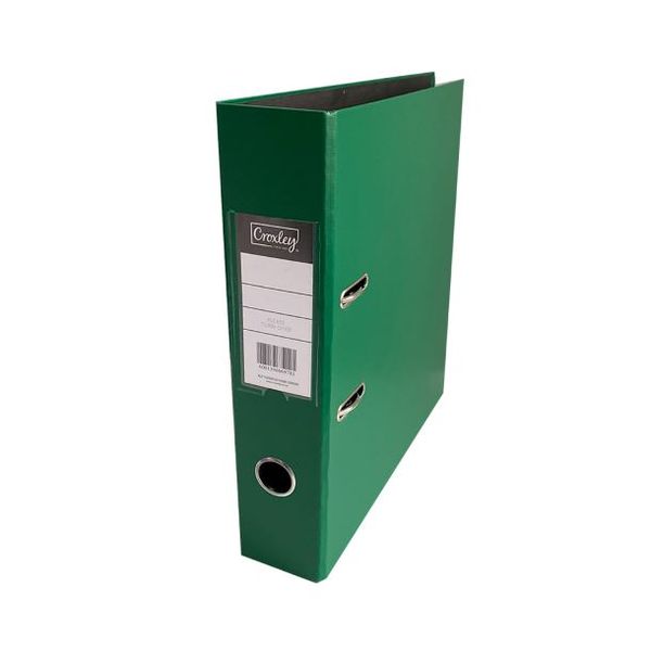 JD1028 CROXLEY P/P Lever Arch File 70mm - Black Inner, Green Outer - Box 10