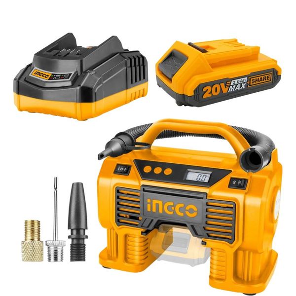 INGCO - Auto Air Compressor with Charger &amp; Battery Pack - (7.5AH)
