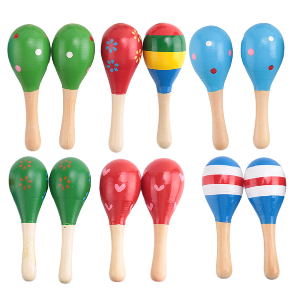 12 Pieces Maracas For Maraca Party Favours Wooden,Random Colors