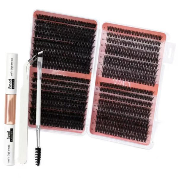 640pcs Slender Eyelashes Set, 8-16mm Length, DIY Soft False Eyelashes