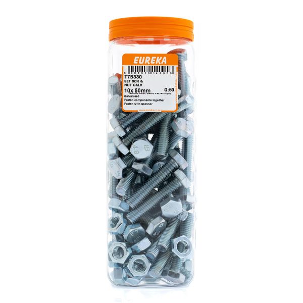 EUREKA Set Screw &amp; Nut Galvanised 10 x 50mm Q:50 T7B330