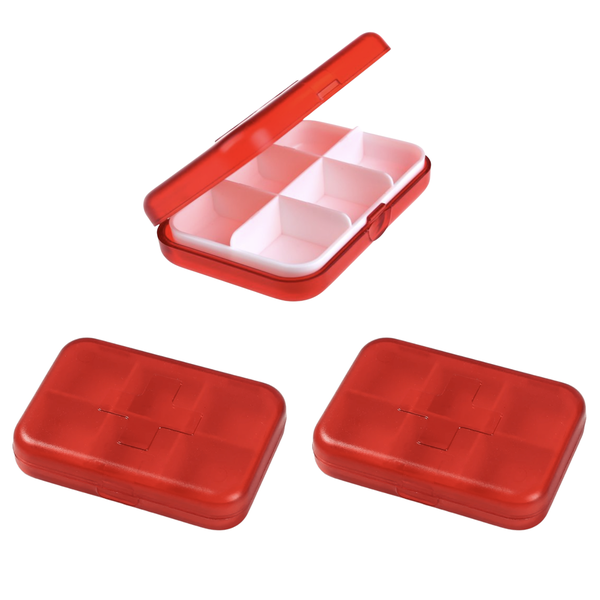 Moisture Proof 6 Compartment Travel Pill Organiser - 3 Pack