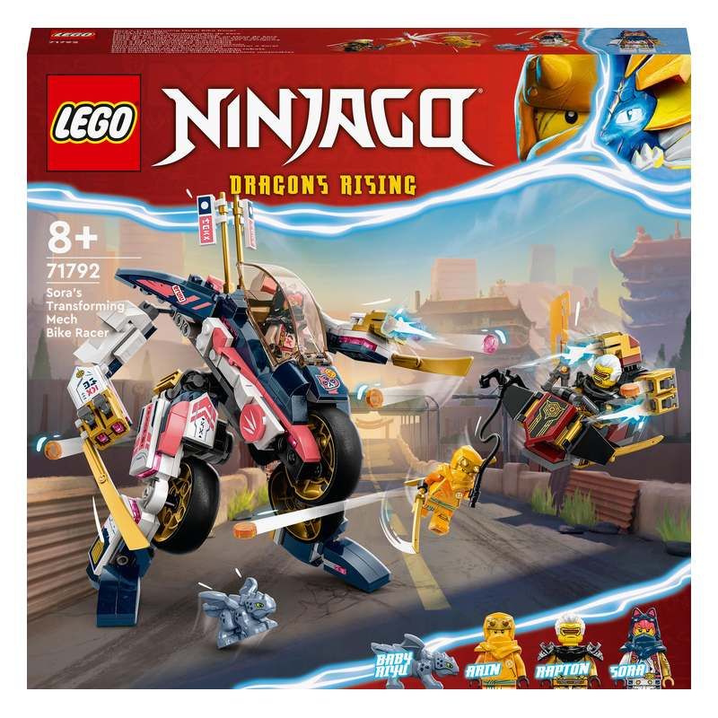 LEGO® NINJAGO® Sora’s Transforming Mech Bike Racer 71792 Building Toy ...