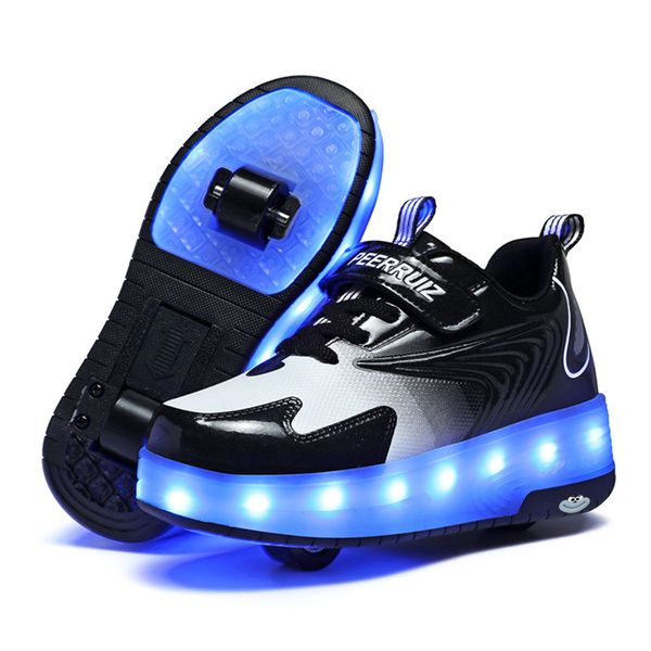 Rechargeable Kids Two Wheels Roller Skates Shoes, with LED Lights