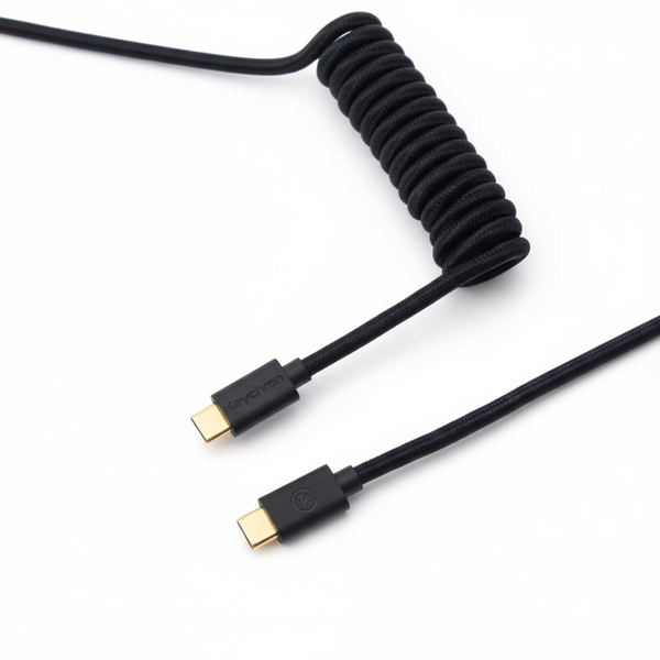 Keychron Coiled USB-C to USB-A Aviator Cable - 1.5m Black