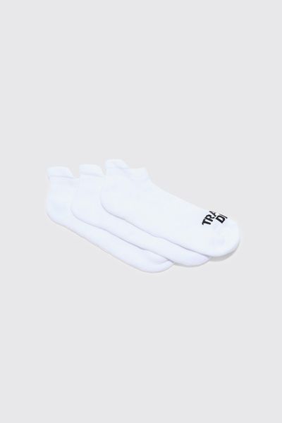boohooMAN - Men's Active Training Dept Trainer 3 Pack Socks - White