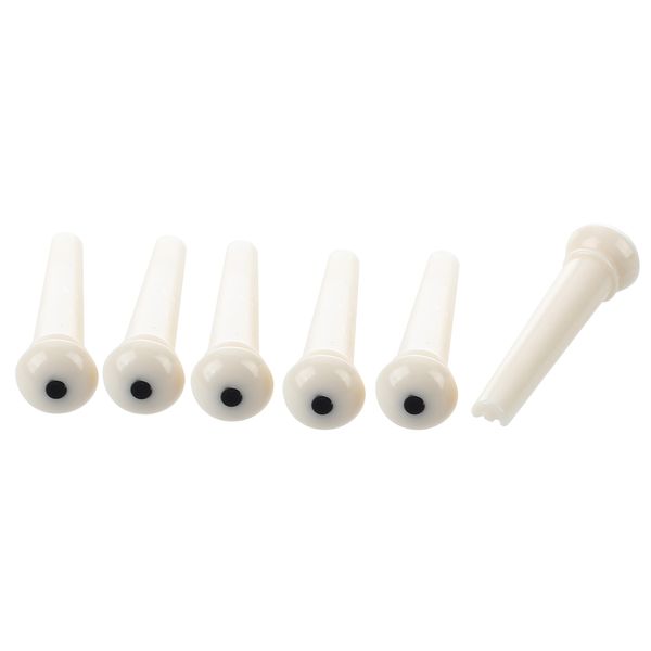 6 Ivory Acoustic Guitar Bridge Pin Black Dot Inlays