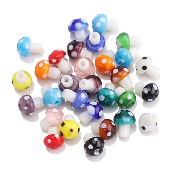 Craft DIY Mixed Fashion Mushroom Shaped Lampwork Glass Beads - 25 Pieces