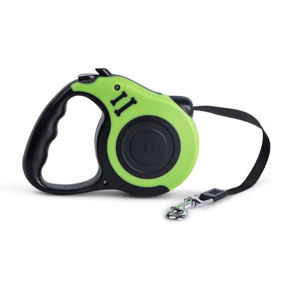 Dog Leash - Retractable - Rubber Grip - Green - 3m