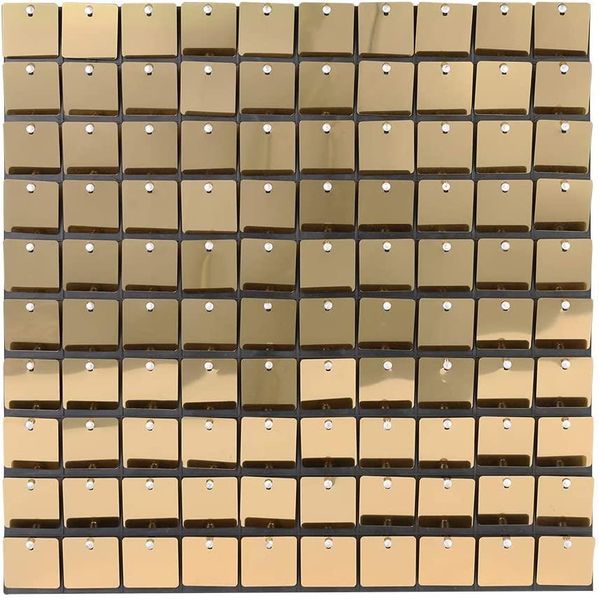 10 Pieces Gold Shimmer Wall Panels, Sequins Backdrop,28cmx28cm Panels