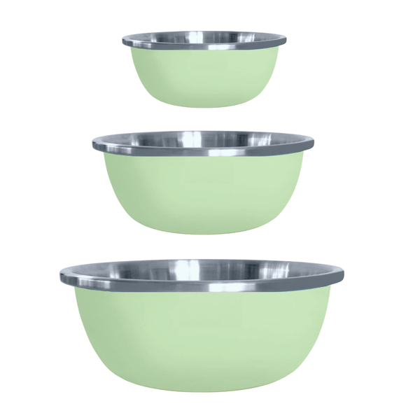 Colour Coated Nesting Stainless Steel Mixing Bowls - Set of 3