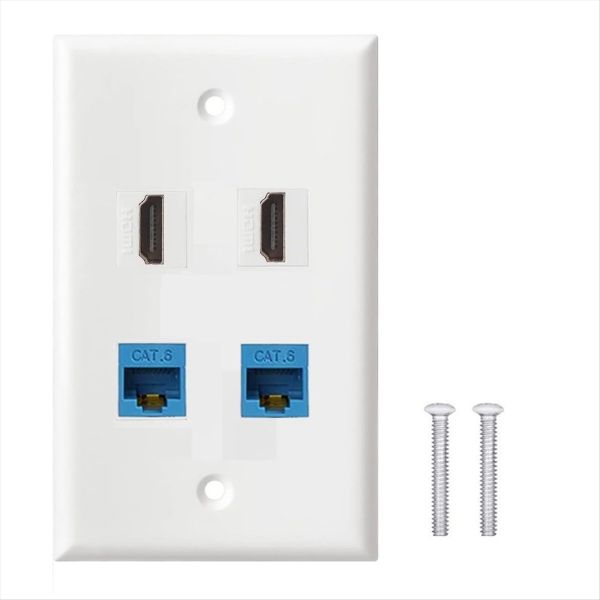 4 Port Wall Plate 2 Port Cat6 Ethernet Female To Female + 2 Port