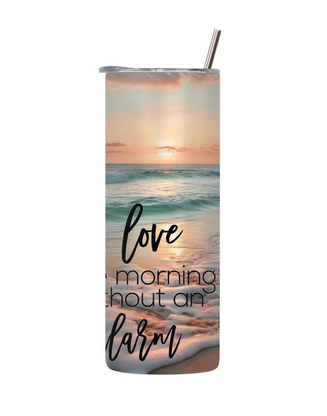 No Alarm 20 Oz Tumbler Lid Straw Trendy Motivational Words Graphic Gift 142