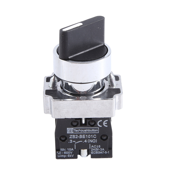 22mm Latching 2 NO 3-Position Rotary Select Switch ZB2-BE101C Black