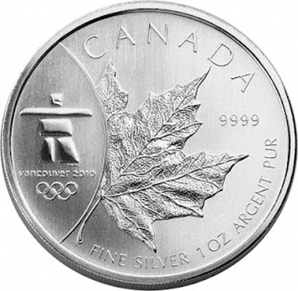 2008 Canada Vancouver Olympics Edition - 9999 Fine Silver Maple 1 Oz Coin