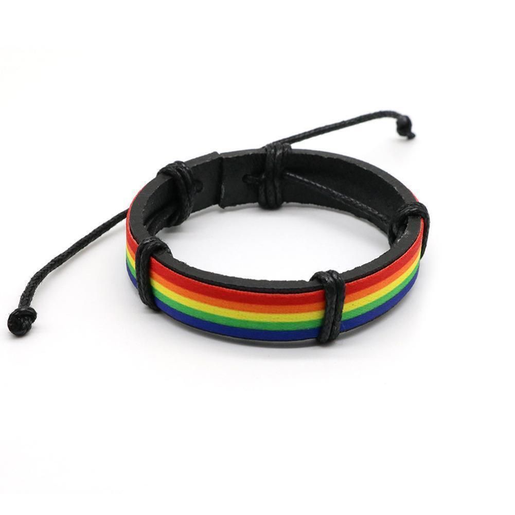 Rainbow leather bracelet sale