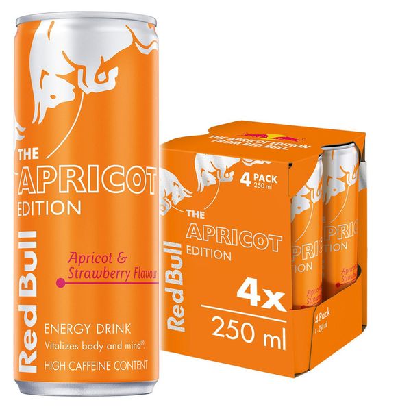 Red Bull Energy Drink Apricot Edition: Apricot &amp; Strawberry 250ml 4 Pack