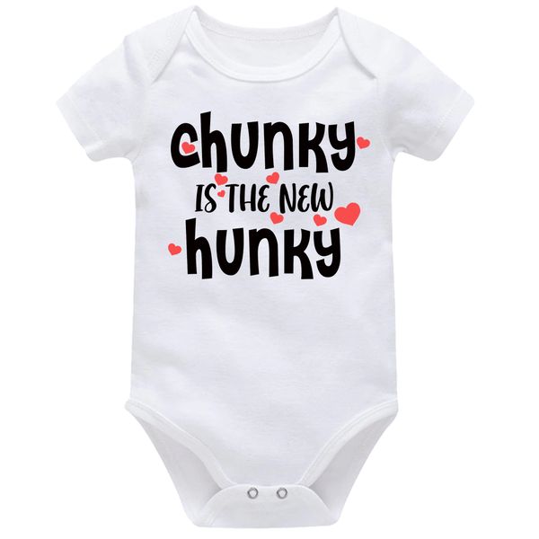 Chunky Is The New Hunky Valentine's Baby Vest Bodysuit Onesie Short Sleeve