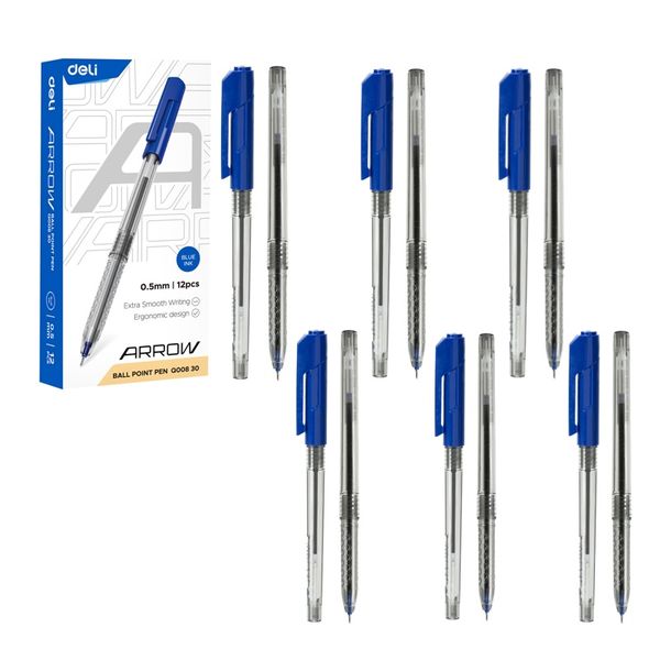 DELI Pack Of 12 Blue Ballpoint Pens - Q00830