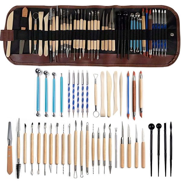 43 in 1 Pottery Clay Sculpture Tool Set with Storage Bag