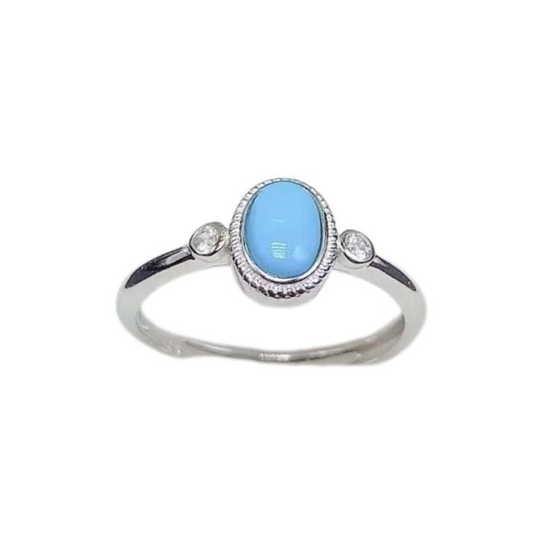 Simple Oval Turquoise Silver Ring, Niche Design, Women's Ring