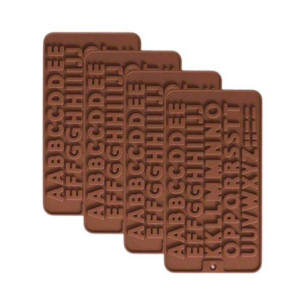 4 Piece - Flexible Non-stick Silicone Alphabet Molds - Brown
