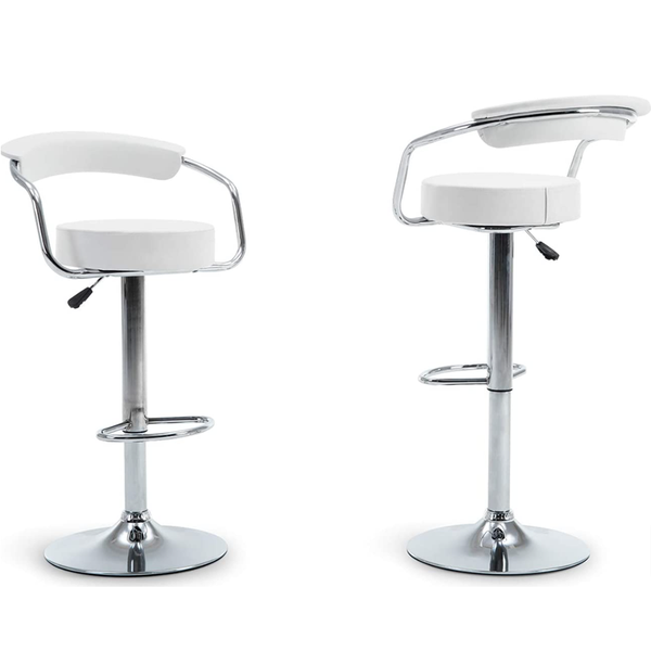 Pair of Zenith Modern Indoor Succulent White Bar Stool