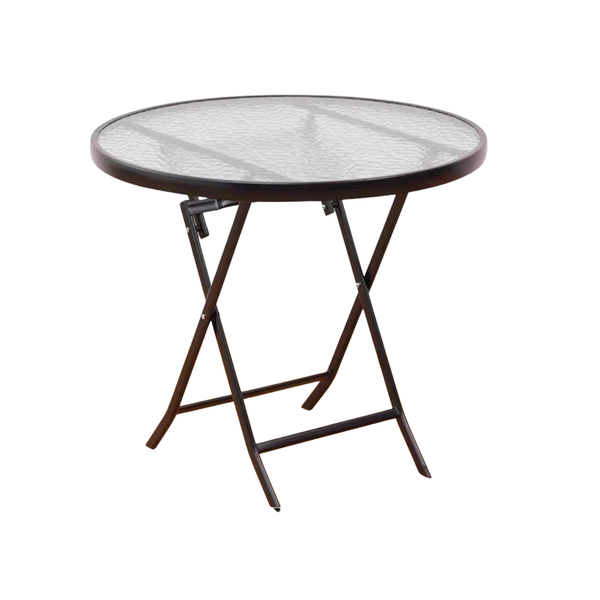 80×70cm Round Tempered Glass Outdoor Table-Patio &amp; Garden Table