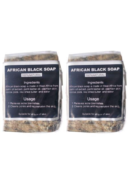 2-Pack African Black Soap 100% Natural Face &amp; Body Cleanser for dark spots
