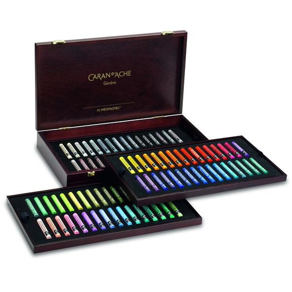 Caran D'Ache Neopastel oil pastels, 96 pastel set in wooden box