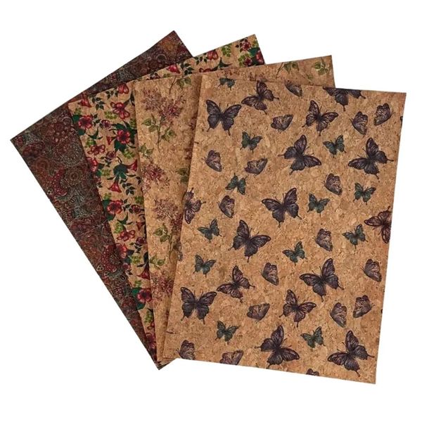Craft 4Pcs Natural Cork Fabric Printed Easy To Cut Craft Material-30cm