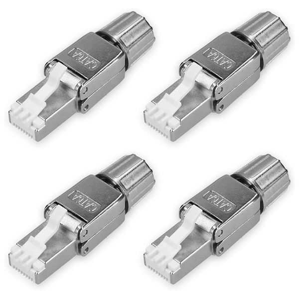 Set of 4 Cat6A RJ-45 Network Connectors-hielded Cat 6A Ethernet Cable