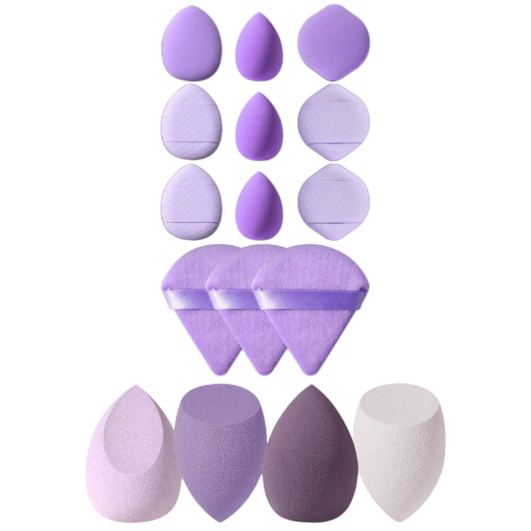 16Pcs Beauty Blender Puff Applicator Set - Purple