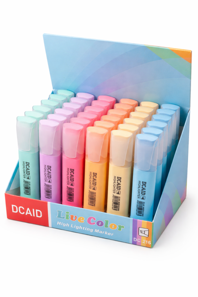 Live Color Pastel Highlighter Set - Assorted Soft Colors-36 Pcs