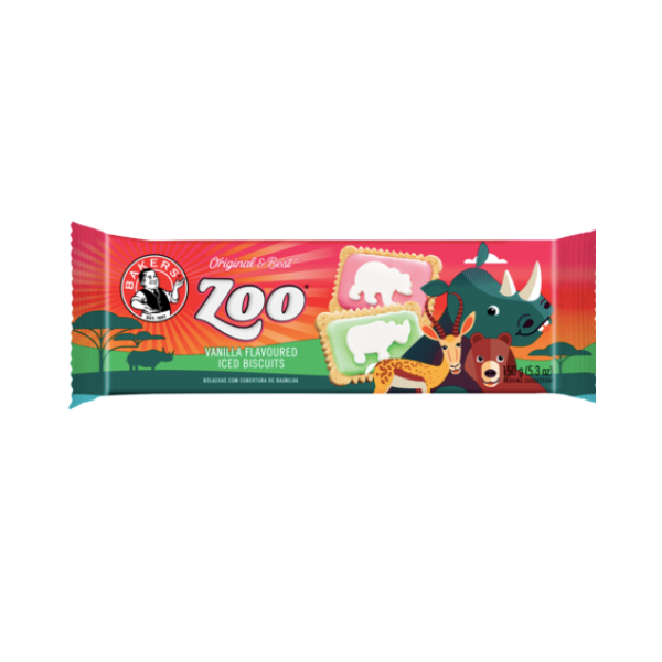 Bakers Iced Zoo Vanilla Flavoured Biscuits 150g Set of 36 Buy
