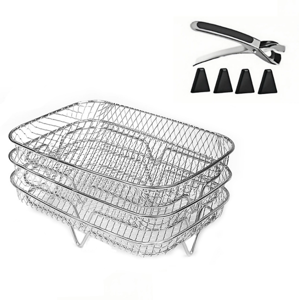 304 Square Three-Layer Mesh Stainless Steel Grill,, Barbecue Rack - Silver