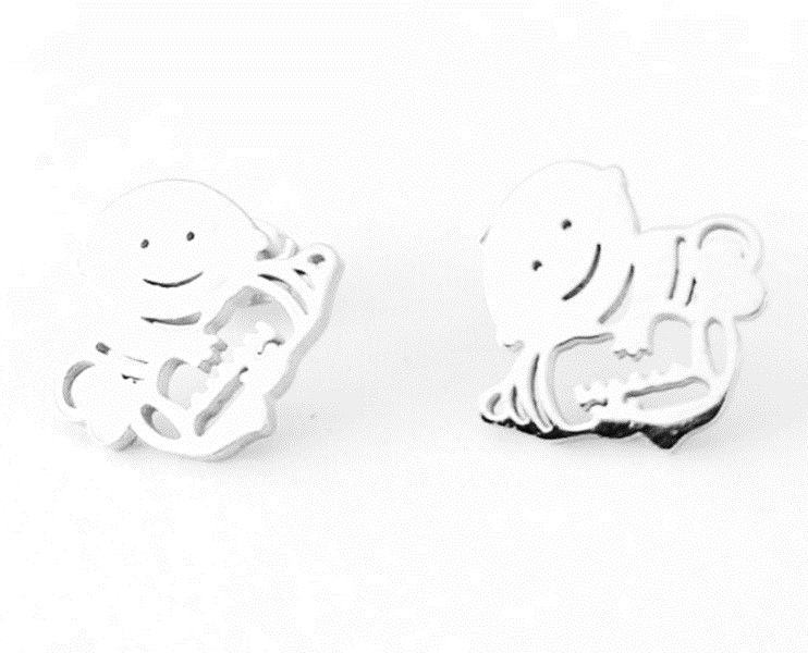 Solid Stainless Steel Stud Earrings - Baby and Bottle