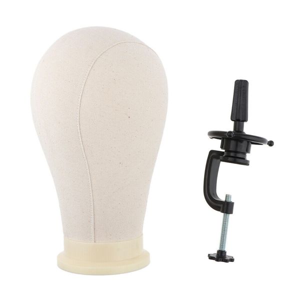 FMBP Mannequin Canvas Block Head With Adjustable Table Clamp Stand