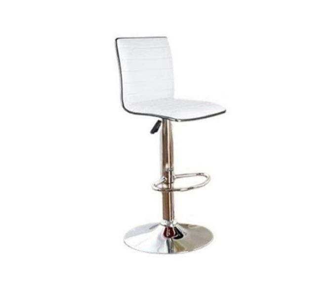Elegant High-Back Barstools With Swivel and Footrest - White