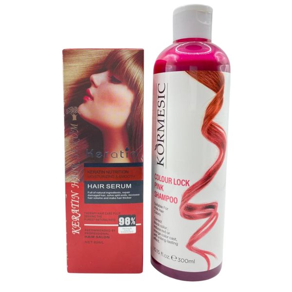 Kormesic Shampoo and Garlic Hair Serum - combo (Red)