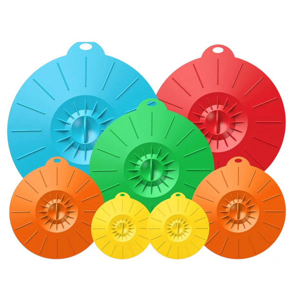 7 Piece Silicone Heat &amp; Cold Resistant Stretch Food Covers