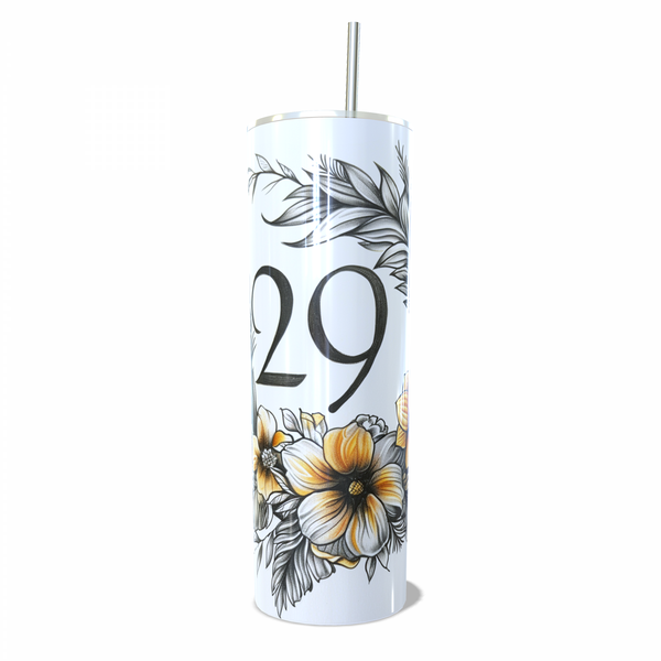 Beutiful 29th Birthday Skinny Flower Tumbler
