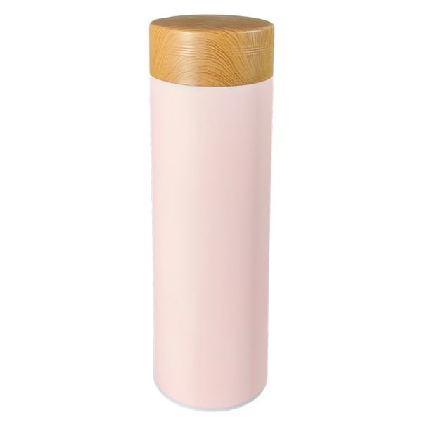 Stainless Steel Vacuum Cup/ Flask - Pink With Wooden Cap