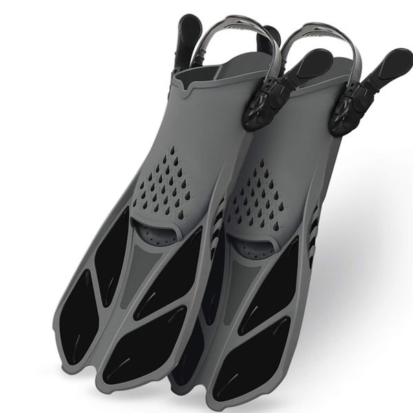 Snorkel Fins Adjustable Buckles Open Heel Swim Flippers Adult Child Diving