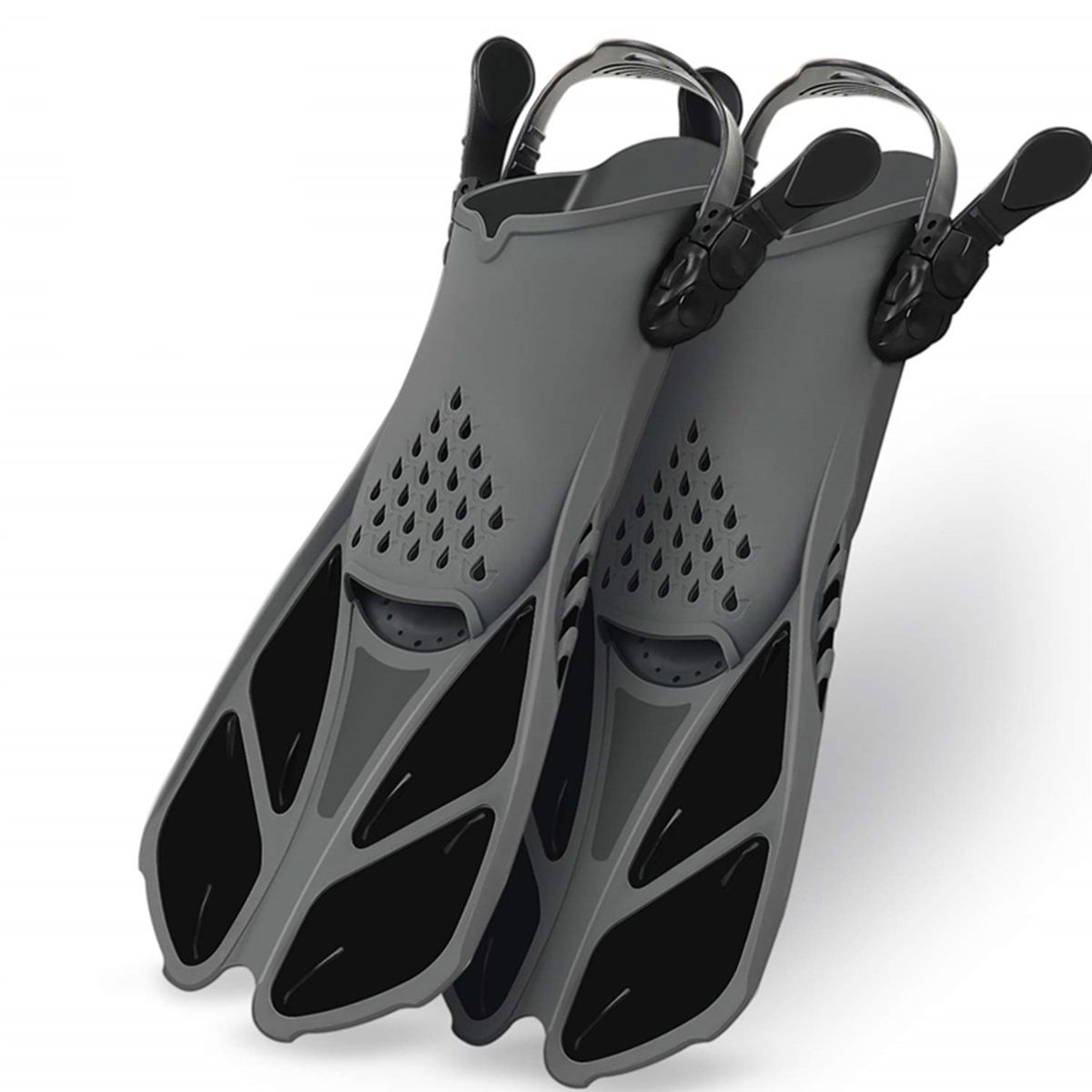 Snorkel Fins Adjustable Buckles Open Heel Swim Flippers Adult Child 