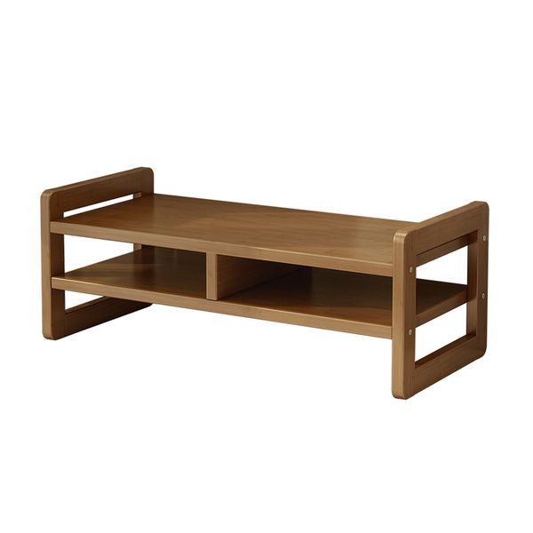 Dual Tier Ergonomic Wood Monitor Riser Stand for iMac PC Laptop Computer