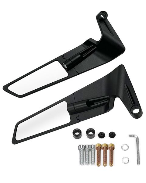 Motorcycle Adjustable Aluminum Rearview Mirror Wind Wing Mirror (For Most )
