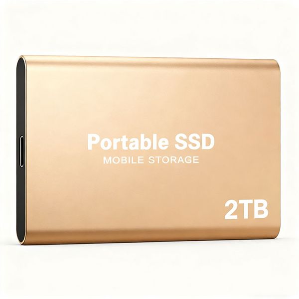 2TB Ultra-Thin Portable External Drive | Type-C | Gold | Up to 500MB/s